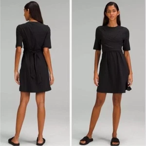 Lululemon Cotton Wrap-Front T-Shirt Dress Black 6 - Picture 1 of 12