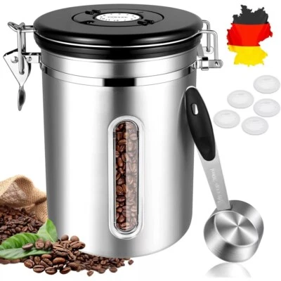Kaffeedose Edelstahl Kaffee Dose Behälter zum Aufbewahren von Kaffeebohnen 1,8L - Bild 1 von 4
