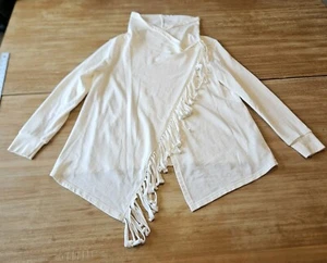 Wrangler cremefarbener Poncho mit einem Knopf und Quaste Pullover Fransen Wasserfallausschnitt Größe Large - Bild 1 von 10