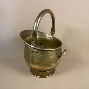 Antik Metall Gold Messing Kohle Eimer Griff Kamin Schiffchen Helm Vintage Baumstämme - Bild 1 von 10