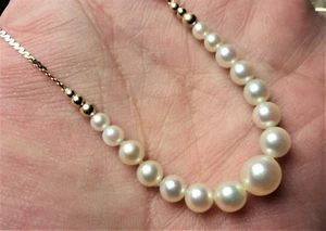 14K Gelbgold graduierende Perlenkette 19" Mikimoto Remake GESCHENK - Bild 1 von 7