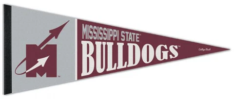 MISSISSIPPI STATE BULLDOGS Flying-M 1966-71 Style NCAA Premium Felt PENNANT Cover