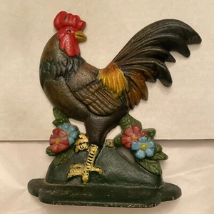 Gusseisen Hahn Türstopper 8" hoch Bauernhaus Huhn Dekor - Bild 1 von 4