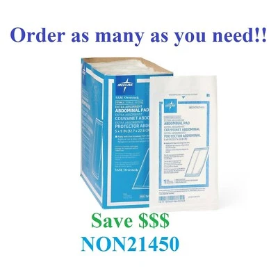 NUEVO Almohadillas estériles ABD abdominales Medline NON21450 5"x9" - ¡Paquetes económicos disponibles! Foto 1 de 2