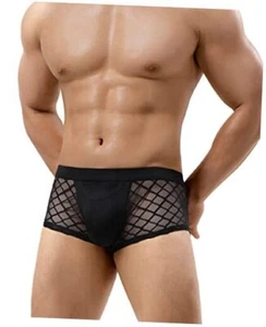 Men's Underwear Sexy See Through Lace Boxer Briefs Large A1-black-ck2116-us - Picture 1 of 7