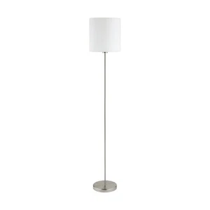 Stehlampe mit Textil Lampenschirm Wohnzimmer Lampe in silber und weiß - Bild 1 von 6
