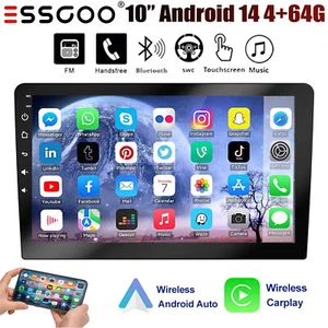 Autoradio 10" 4+64G Carplay Android 14 Doppio 2DIN IPS Touch Screen GPS Wifi BT - Foto 1 di 11