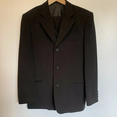 Device Italy Mens Three Piece Suit Black Size Jacket 36R’ Trousers 28W 30L - Image 1 of 4