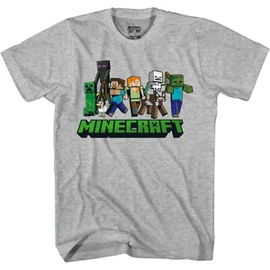 T-shirt squadra ragazzi Minecraft taglie 7-18 Creeper Enderman Zombie Steve - Foto 1 di 2