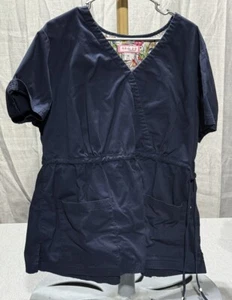 Koi By Kathy Peterson Set Of 2 Nurses Smock Top Size 3X Navy And Maroon - Picture 1 of 6