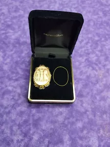 💥EXCELLENT💥 14KT ITALY REAL 14K YELLOW GOLD Cameo Pin Brooch with Three Graces - Picture 1 of 21