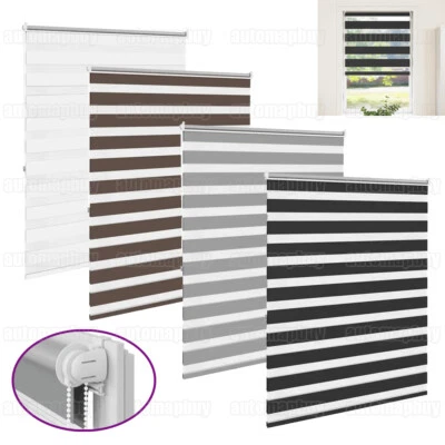 Doppelrollo Tür Fenster Klemm Duo Rollo ohne Bohren Fenster Seitenzug blickdicht - Bild 1 von 4