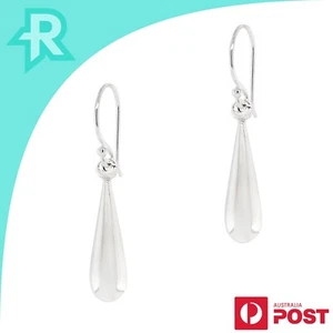 Slim Conical Tear Droplet Sterling Silver 925 Hook Earrings - Bild 1 von 6