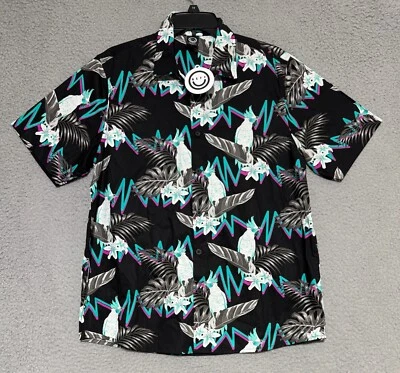 Camisa Neff Para Hombres Pájaros y Plumas Estampado Hawaiano Cuello Abotonado Pequeña Foto 1 de 4