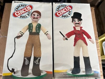 Vogart Crafts Circus Crochet Doll Kit TWO LOT #3142 Ring Master #3141 Lion Tamer - Image 1 of 4