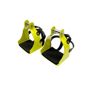 Estribos de resistencia aluminio color amarillo recubiertos 5,5" con protector de cuero - Imagen 1 de 2