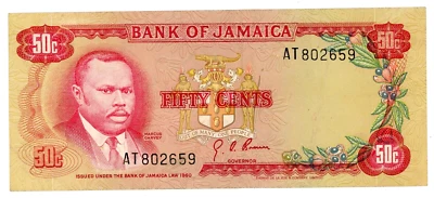 Jamaica … P-53 … 50 Cents … L.1960 (1970) … *VF*.😉 - Image 1 of 2