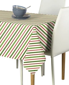 Christmas Red & Green Diagonal Stripe Poly Tablecloth - Assorted Sizes! - Picture 1 of 1