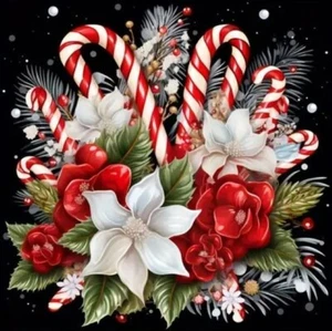 Kits de pintura de diamantes 5D bastones de caramelo y flores de pascua de 30x30 cm - Imagen 1 de 5