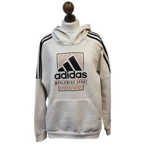 Adidas Worldwide Sports Off White Pullover Hoodie UK Boy's Age 13-14 Years EE485 - Picture 1 of 6
