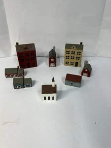 Handmade, Hand painted miniature village of 8" houses. - Picture 1 of 11