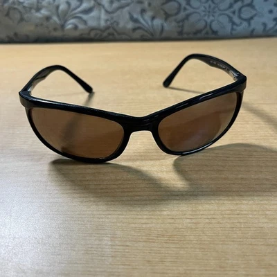RARE MAUI JIM TYPHOON SUNGLASSES Black Frames Bronze Polarized Lenses 168-02 - Image 1 of 4