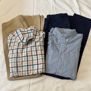 J Crew CREWCUTS Boy’s 14 LOT Four - Adjustable Khaki & Navy Pants 2 Dress Shirts - Picture 1 of 13