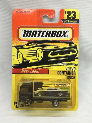 Camión contenedor Matchbox Volvo 1997 #23 de 75 negro y amarillo nuevo sellado Foto 1 de 4