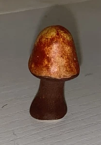 Vtg Tiny Brown Ceramic Mushroom Figurine Miniature Small 1” Tall - Picture 1 of 5