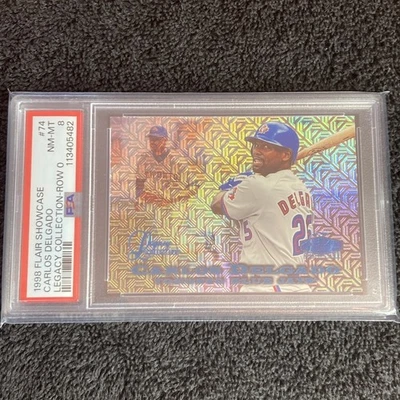 Carlos Delgado PSA 8 1998 Flair Showcase Fila 0 Colección Legacy Escaso SP/100 Foto 1 de 3