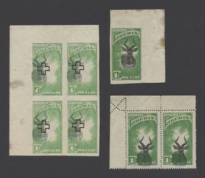RARE LIBERIA STAMPS 1918 RED CROSS 1c ANTELOPE ERRORS, PROOFS, IMPERFS - Picture 1 of 15