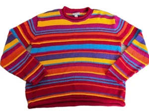 Vintage spunky Damen gestreifter Regenbogen Pullover Größe Large hergestellt in den USA sehr guter Zustand 80er - Bild 1 von 13