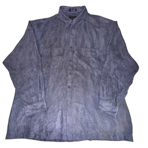 Van Heusen Soft Suede Shirt Mens Large Blue Long Sleeve Button Up - Picture 1 of 7