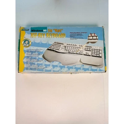 Vintage PC Concepts Windows 95 The Wave Keyboard 107-Key Ergonomic Design - Image 1 of 4