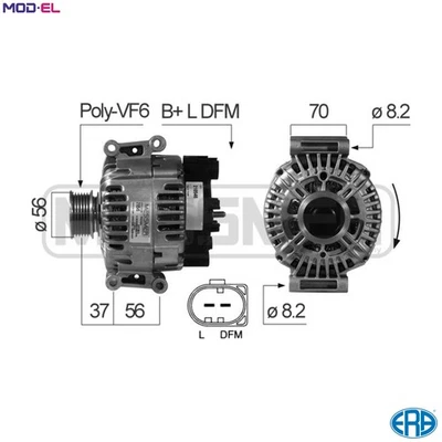 ALTERNATOR 210546 FOR AUDI A4/S4/Convertible A6/S6 BYK/BPJ/BUL/BWE/BWT 2.0L 4cyl - Image 1 of 4