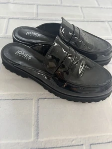 Jones New York Prizely Negro 9.5 Charol Sin Cordones Mules Suelas Zapatos - Imagen 1 de 10