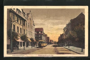 Hochemmerich, Straßenbahn auf der Friedrich-Alfred-Straße, Ansichtskarte 1926 - Bild 1 von 2
