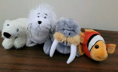 Ganz Webkinz Lot Of 4 Sea Animals Walrus Seal Polar Bear Clown Fish No Codes - Image 1 of 4