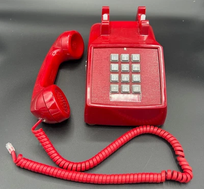 Cortelco 2500 Vintage Corded Telephone Fire Department Red BAT PHONE Push Button - Image 1 of 4