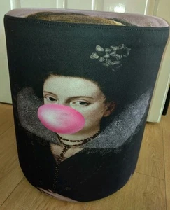 Mineheart Bubblegum Portrait Lady Round Foot Stool Pouffe Young & Battaglia - Picture 1 of 12