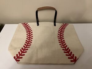 Baseball Canvas Tote Bag 22 Inch Shoulder Baseball Mom Beach Bag