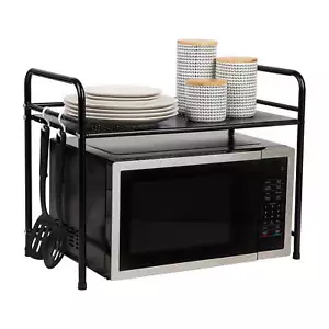 Kitchen Storage, Microwave Stand, Shelf Organizer, Rack Shelf, Metal, Black - Picture 1 of 6
