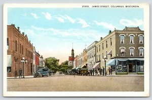 Columbus Wisconsin~James Street~Corner Drug Store~Church Distance~1920s - Picture 1 of 2
