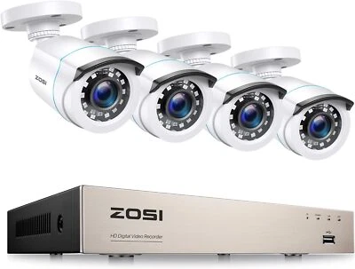ZOSI 1080p CCTV Kit de Cámara de Vigilancia Exterior con 4 Cámaras y 8CH 0TB DVR - Imagen 1 de 4