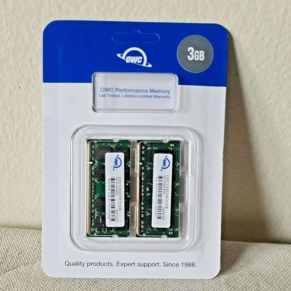 OWC Performance Memory 3.0GB DDR2 PC5300 (2GB + 1GB) Memory Cards MAC or PC NEW - Image 1 of 3