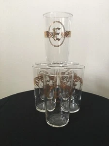 6- Vintage Gold  Monogram “E” Tumblers - Picture 1 of 8