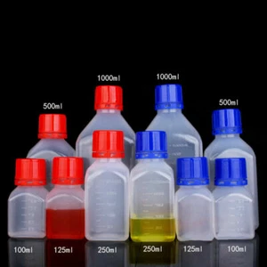 100mL-1000mL PP Reagent Jar Bottle Sealed Clear Plastic Graduated With Screw Cap - Picture 1 of 15