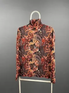 Vintage Paisley Blouse Shirt Mesh Top Size M - Picture 1 of 8