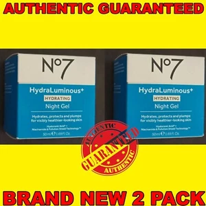 No7 HYDRA LUMINOUS HYDRATING NIGHT GEL , PROTECTS AND PLUMPS 50ml 2PKS - Picture 1 of 1