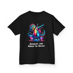 Roaring Dinosaur Kids T-Shirt | 100% Soft Cotton | Fun Colorful Graphic Tee - Picture 1 of 50